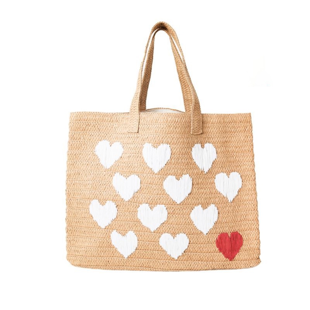 BEYOND THE BEACH Be Mine Tote with heart embroidery